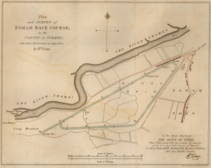Egham Racecourse map 1824, published by Sherwood, Jones & Co., Paternoster Row